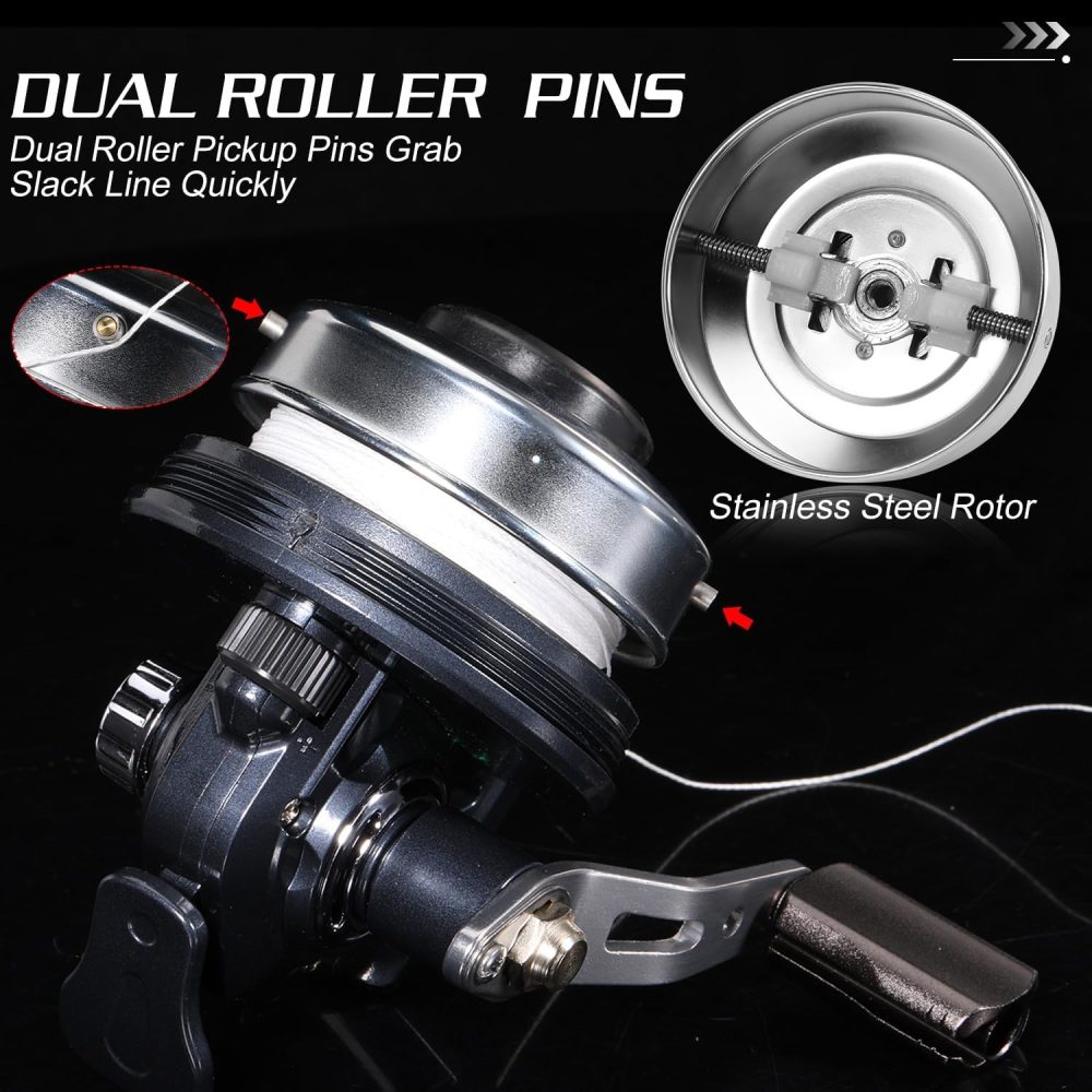 Sougayilang Spincast Fishing Reel, Easy to Use Push Button Casting Design，High Speed 3.9 :1，All-Metal Gears, Changeable Right/Left-Hand Retrieve, Includes Monofilament Line - Image 4