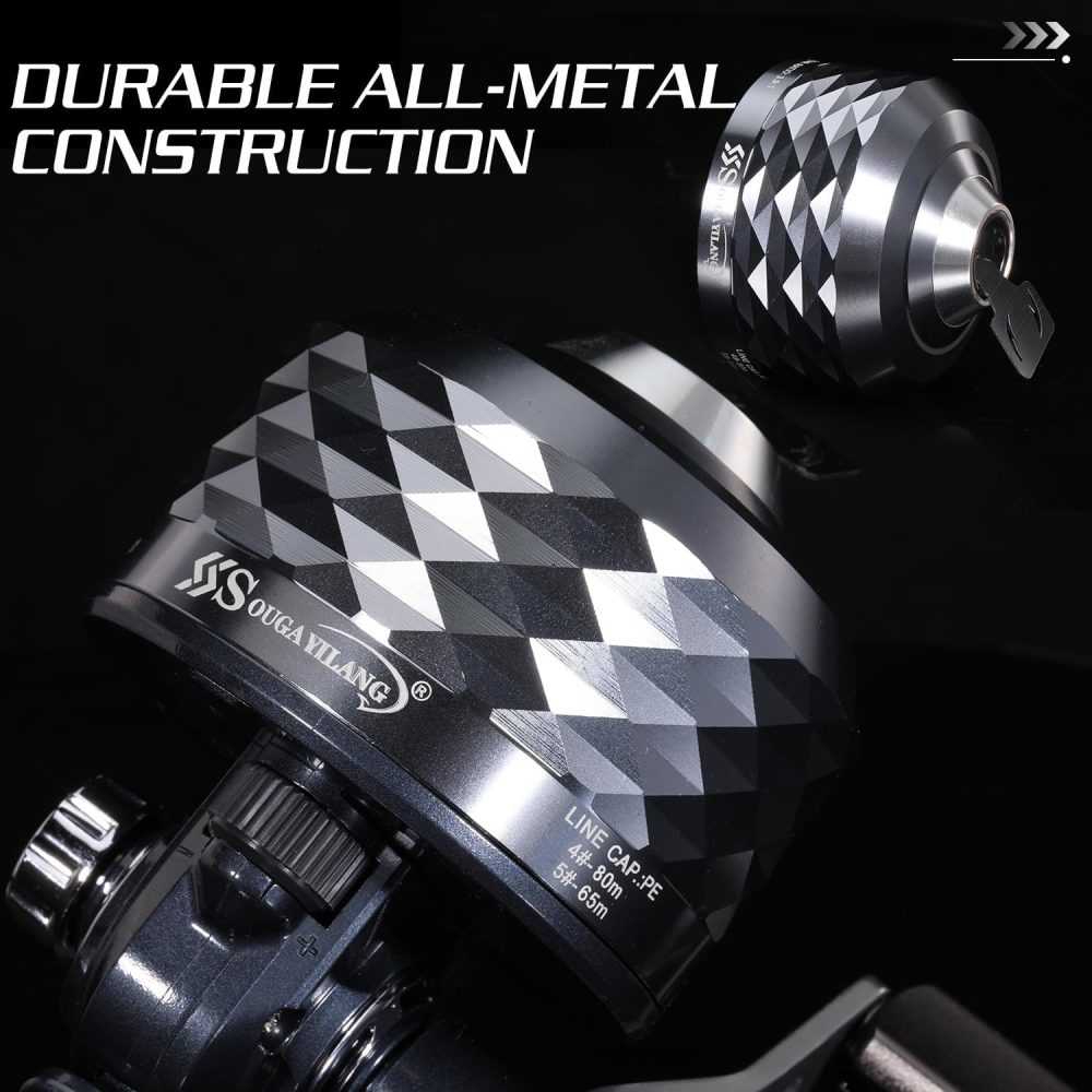 Sougayilang Spincast Fishing Reel, Easy to Use Push Button Casting Design，High Speed 3.9 :1，All-Metal Gears, Changeable Right/Left-Hand Retrieve, Includes Monofilament Line - Image 5